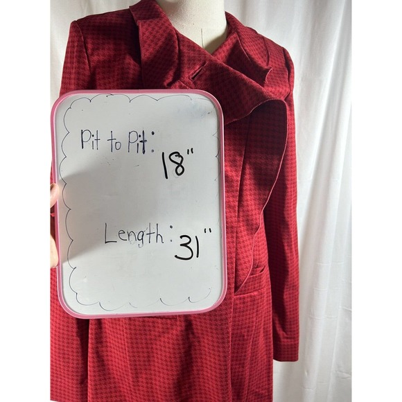 Cabi Celebration Jacket Coat Red Houndstooth Ruffle Size S Small - Picture 9 of 10